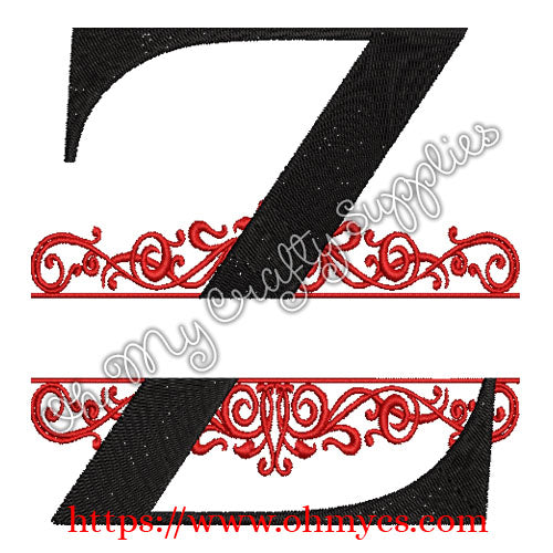 Z Split Letter Embroidery Design