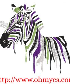 Painted Zebra Embroidery Design
