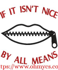 Zip It Embroidery Design