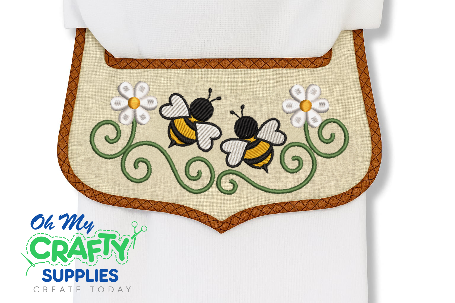 ITH Floral Bees Towel Wrap Topper Embroidery Design