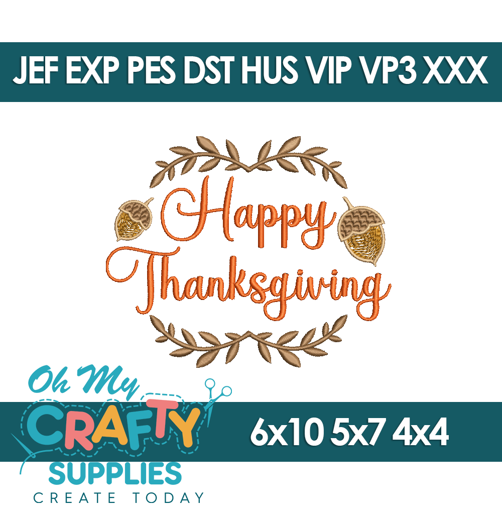 Happy Thanksgiving 2025 Embroidery Design