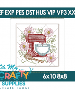 Line Art Mixer Potholder Embroidery Design (Mashup)