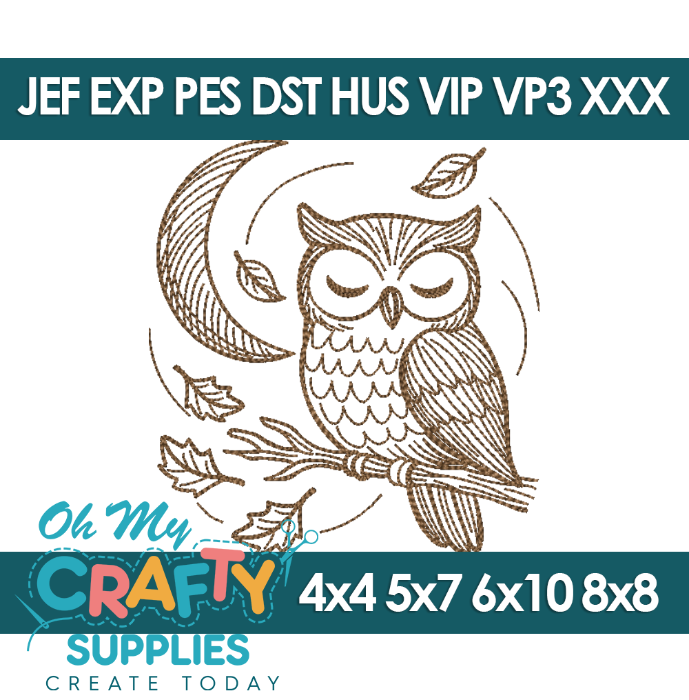 Moonlit Owl Embroidery Design