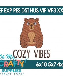 Cozy Vibes Bear Embroidery Design