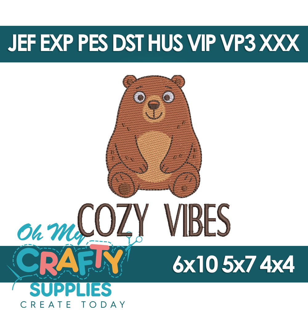 Cozy Vibes Bear Embroidery Design