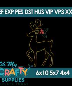 Golden Grace Reindeer Embroidery Design