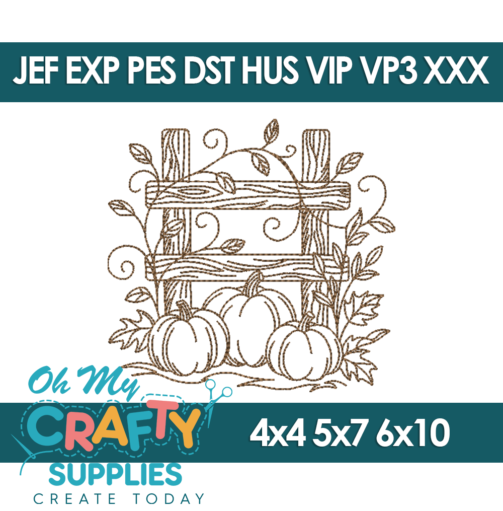 Pumpkin Fence Embroidery Design