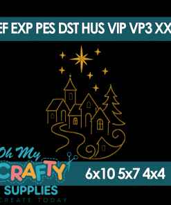 Silent Night Village Embroidery Design