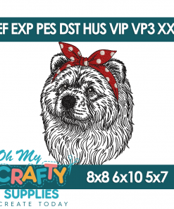 Sketch Bow Chow Chow Embroidery Design
