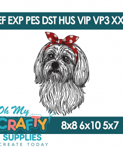 Sketch Bow Maltese Embroidery Design