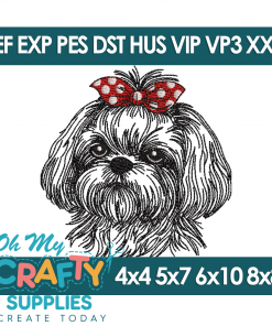 Sketch Shih Tzu Bow 96 Embroidery Design (Bow Wow)