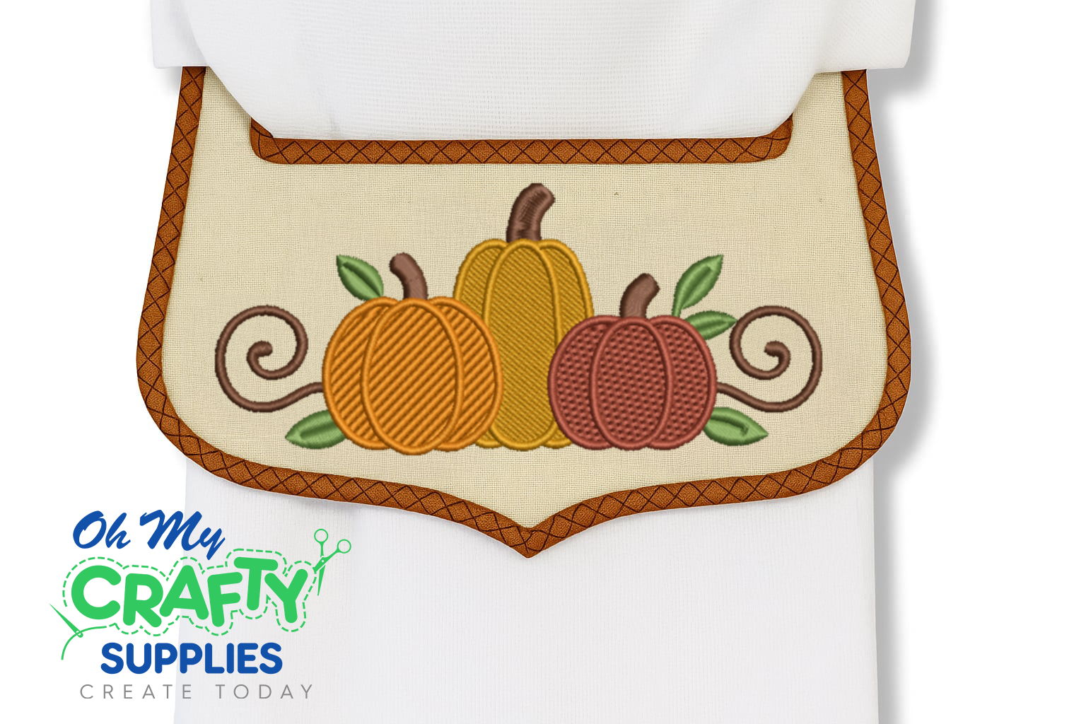 Pumpkin Trio Towel Topper Wrap Embroidery Design (Mashup)