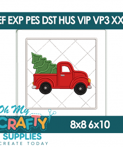 ITH Vintage Truck Christmas Potholder Embroidery Design