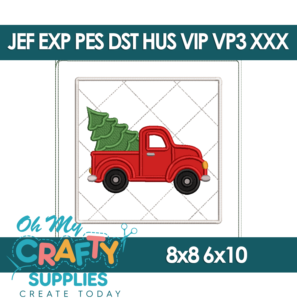 ITH Vintage Truck Christmas Potholder Embroidery Design