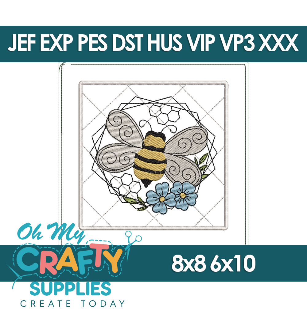 Honeybee Potholder Embroidery Design (Mashup)