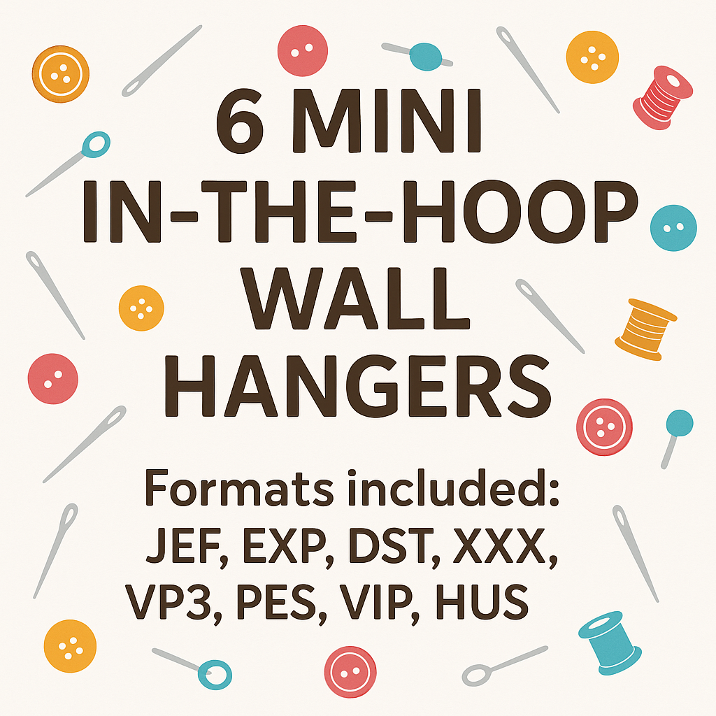 Mini Masterpieces Club- 6 Mini In-The-Hoop Wall Hangers