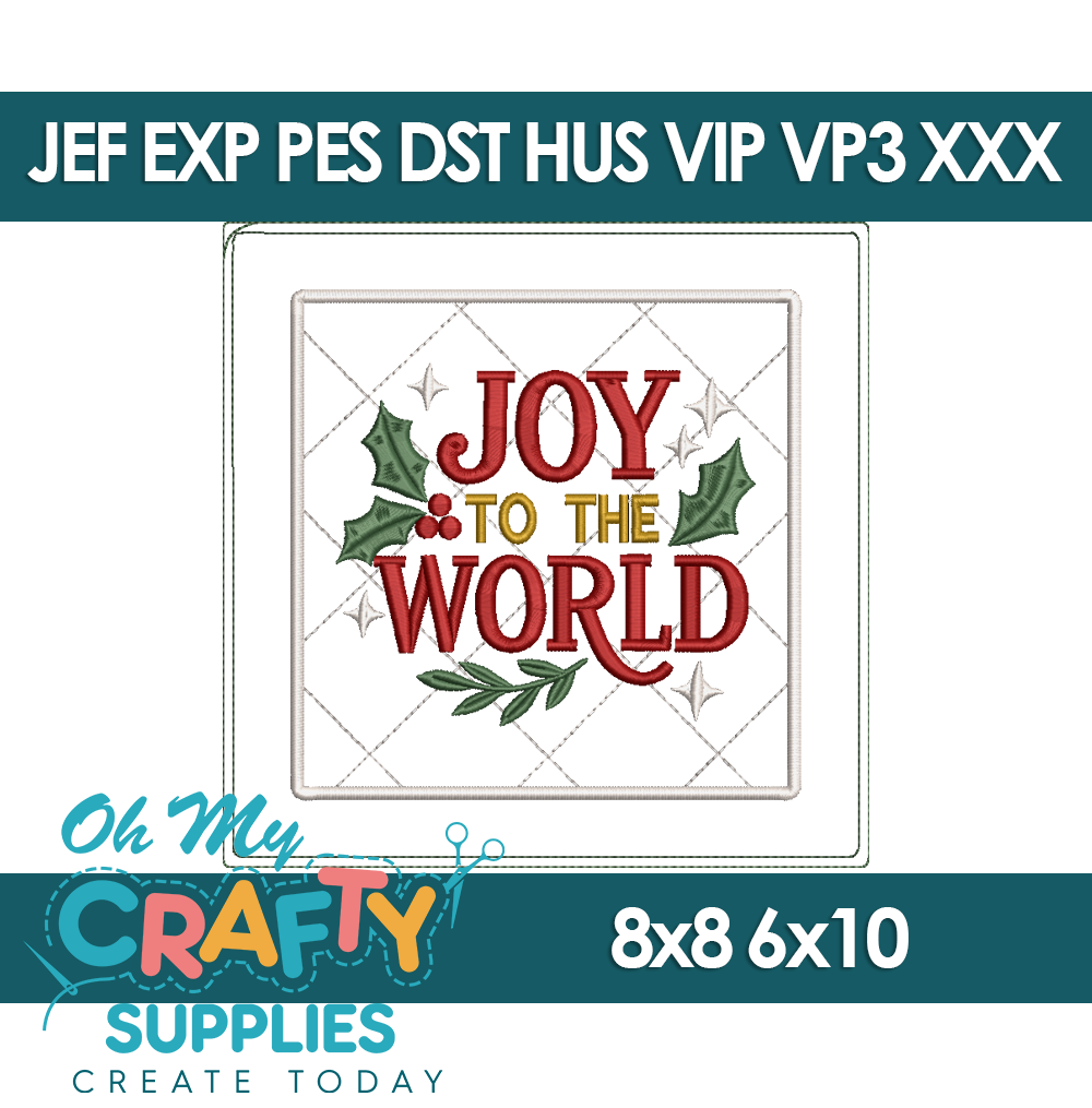 ITH Joy to the World Potholder Embroidery Design