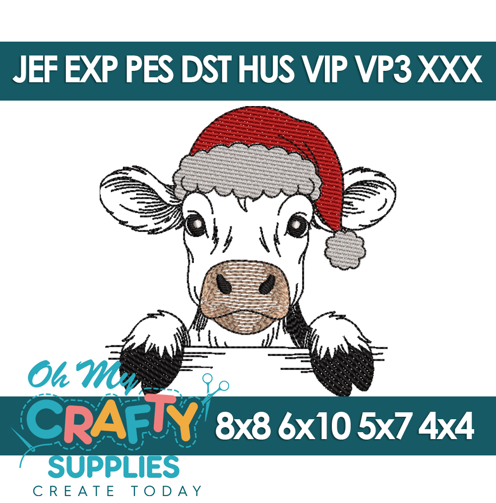 Santa Barnyard Peek-a-Moo Embroidery Design