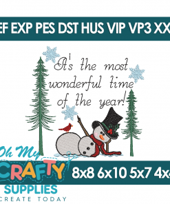 Wonderful Time Snowman Embroidery Design