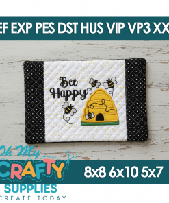 ITH Bee Happy Mug Rug Embroidery Design