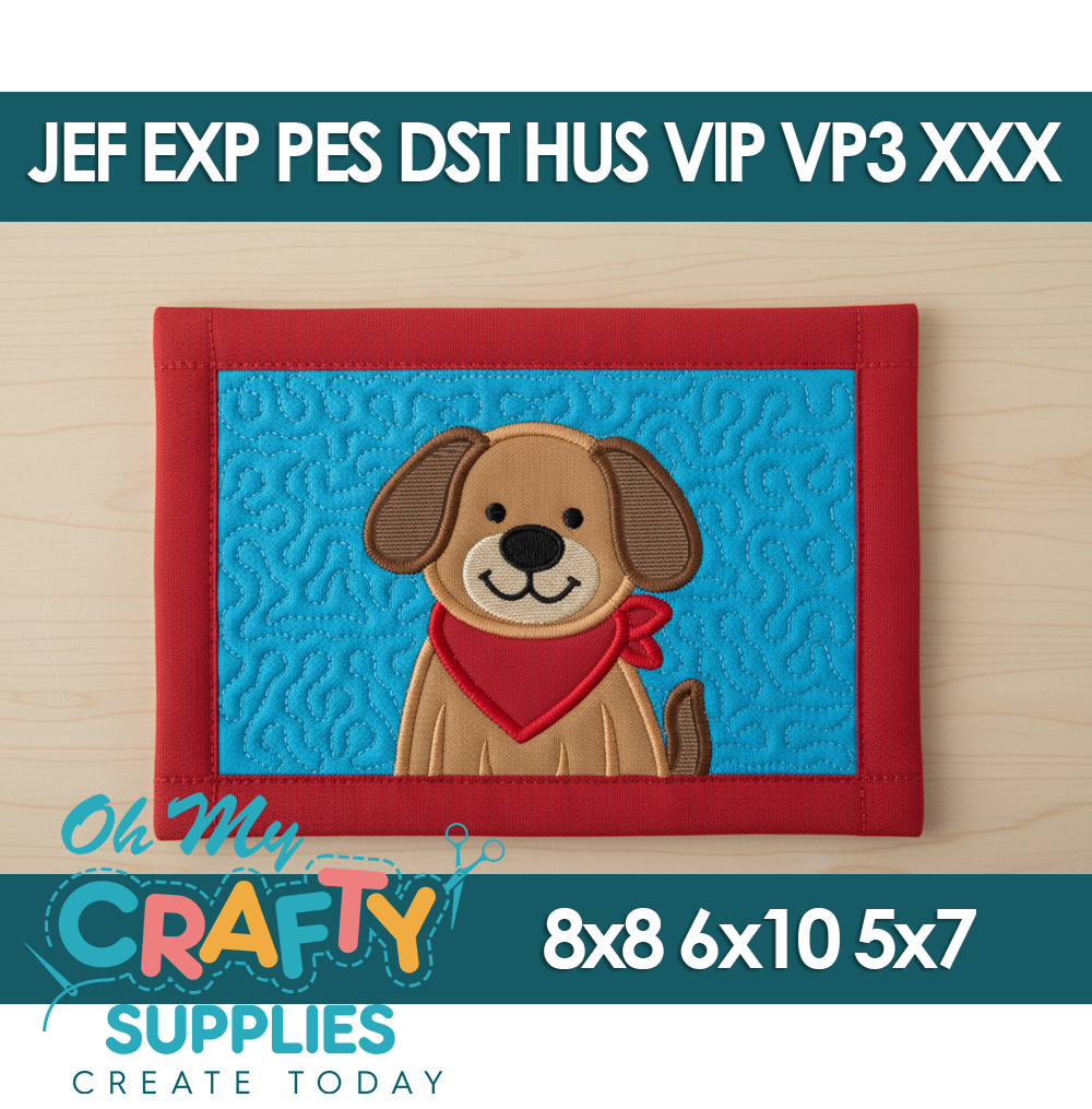 ITH Dog Mug Rug Embroidery Design