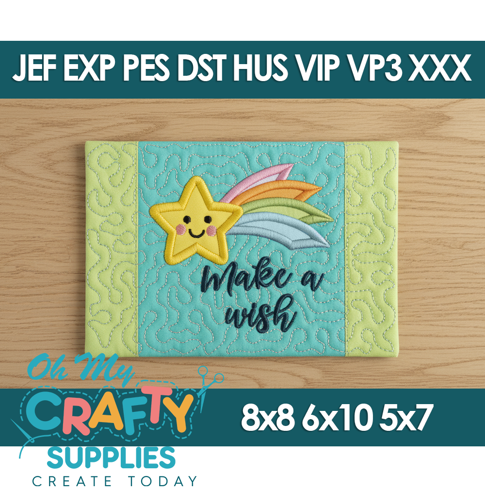 ITH Make a wish Mug Rug Embroidery Design