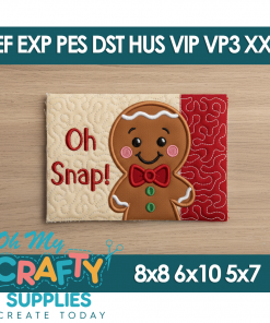 ITH Oh Snap Gingerbread Man Mug Rug Embroidery Design
