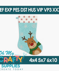 ITH Reindeer Stocking Embroidery Design