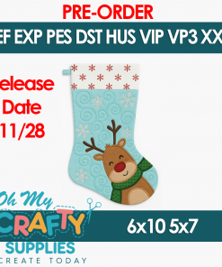 ITH Reindeer Stocking Embroidery Design