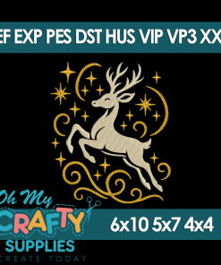 Starlit Reindeer Embroidery Design