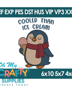 Cooler Than Ice Cream Embroidery Design