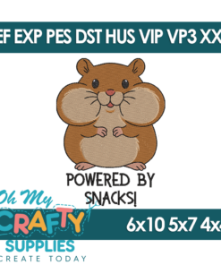 Powered By Snacks Embroidery Design