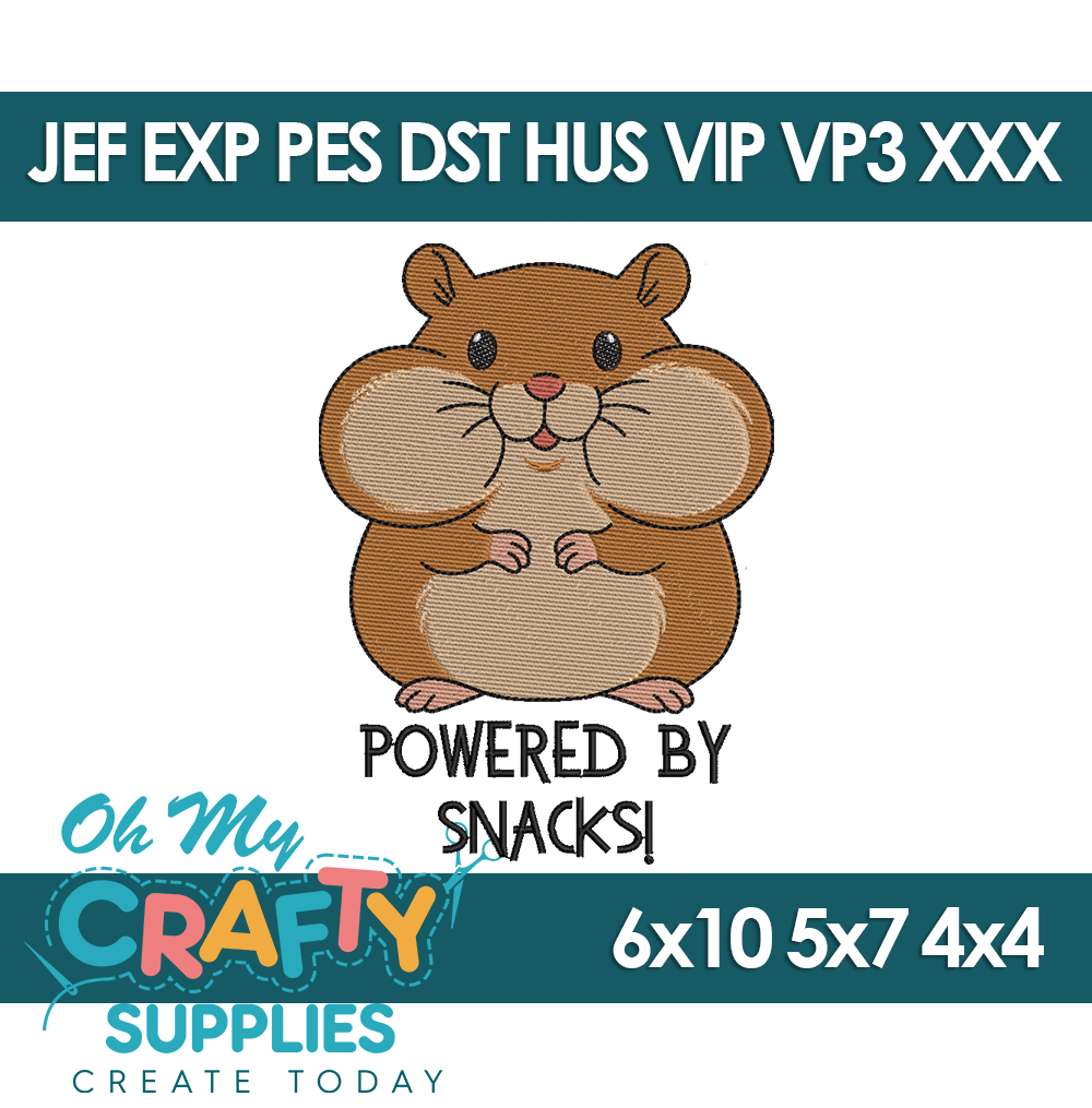 Powered By Snacks Embroidery Design