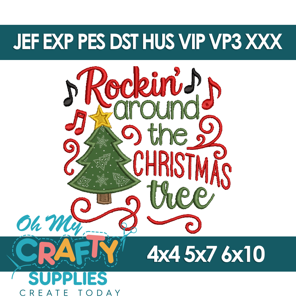 Rockin' around the tree Embroidery Design