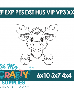 Peeking Moose Embroidery Design