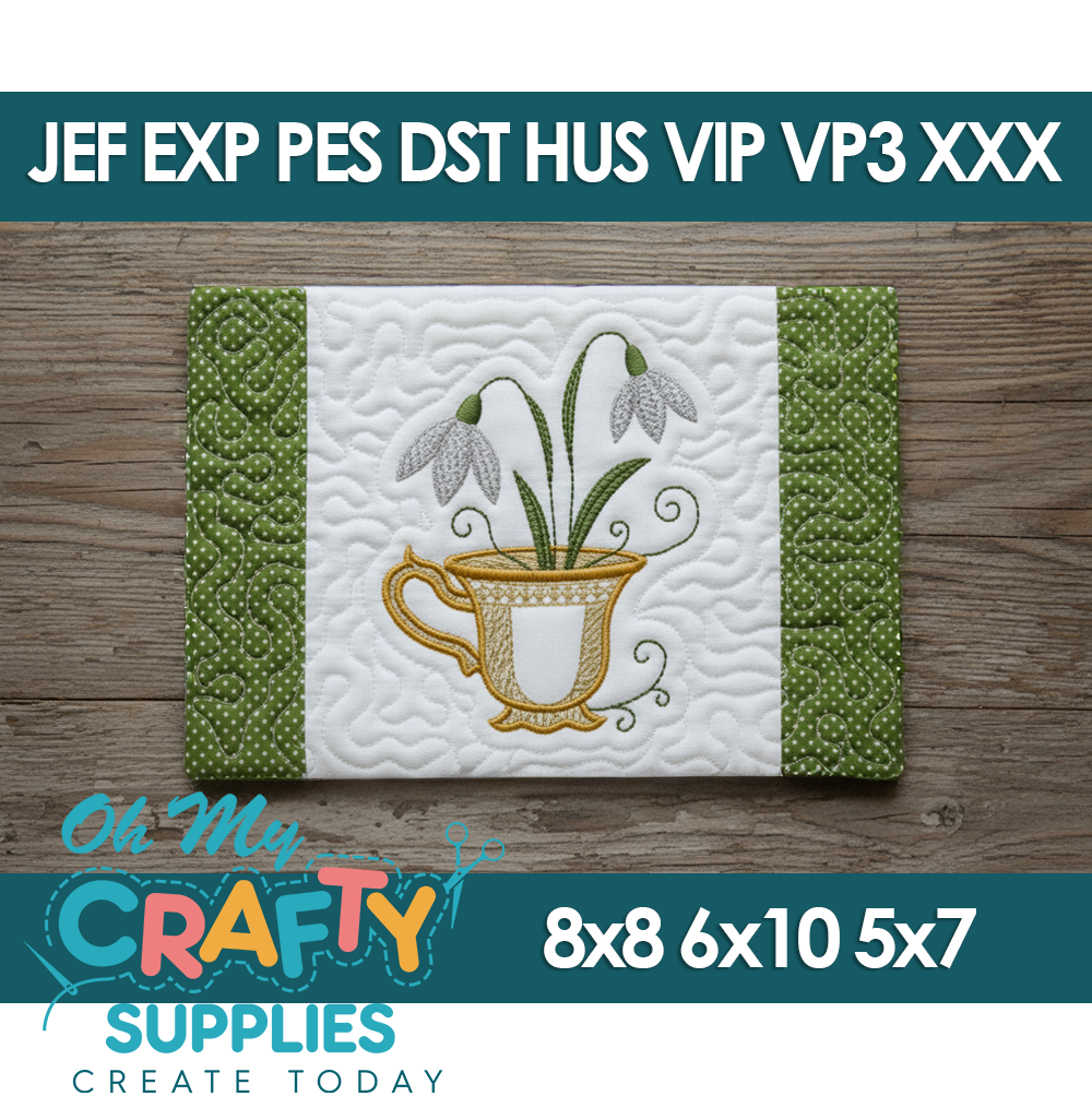 ITH Teacup Mug Rug Embroidery Design