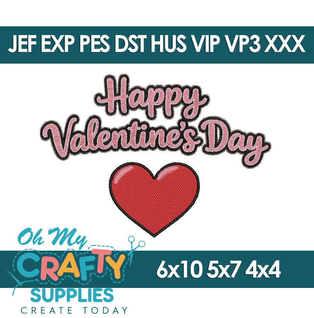 Happy Valentine's Day 2026 Embroidery Design