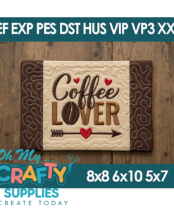 ITH Coffee Lover Mug Rug Embroidery Design