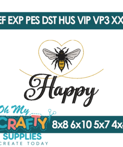Happy Bee Embroidery Design