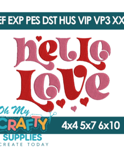 Hello Love Embroidery Design