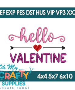 Hello Valentine Embroidery Design