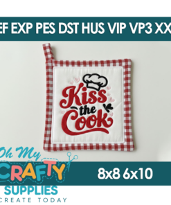ITH Kiss the Cook Hearts Potholder Embroidery Design