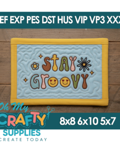 Stay Groovy Mug Rug Embroidery Design