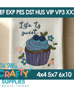 Life is Sweet Cupcake Embroidery Design