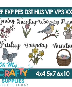 Spring Weekday Embroidery Design Set