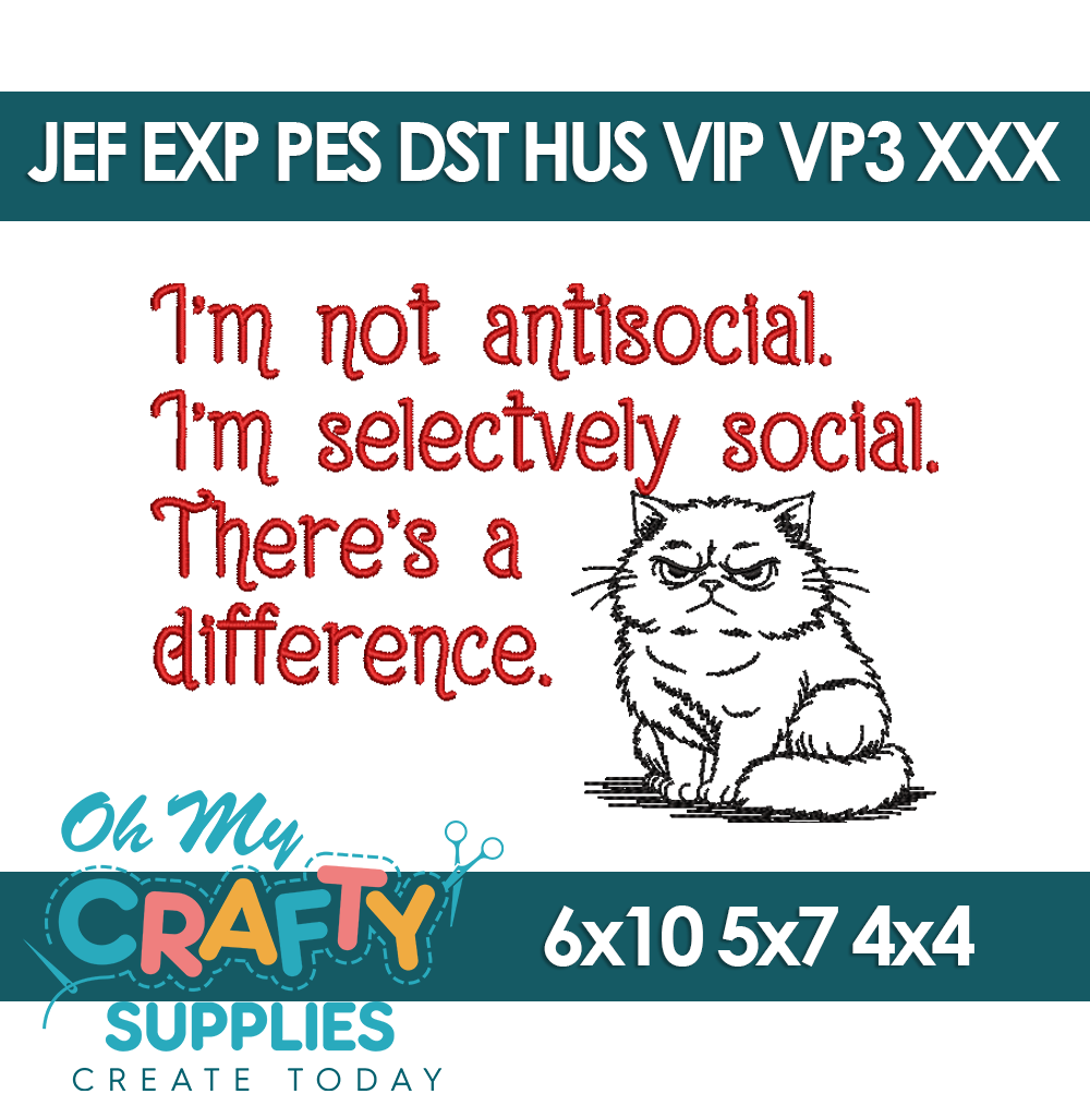 Antisocial Embroidery Design