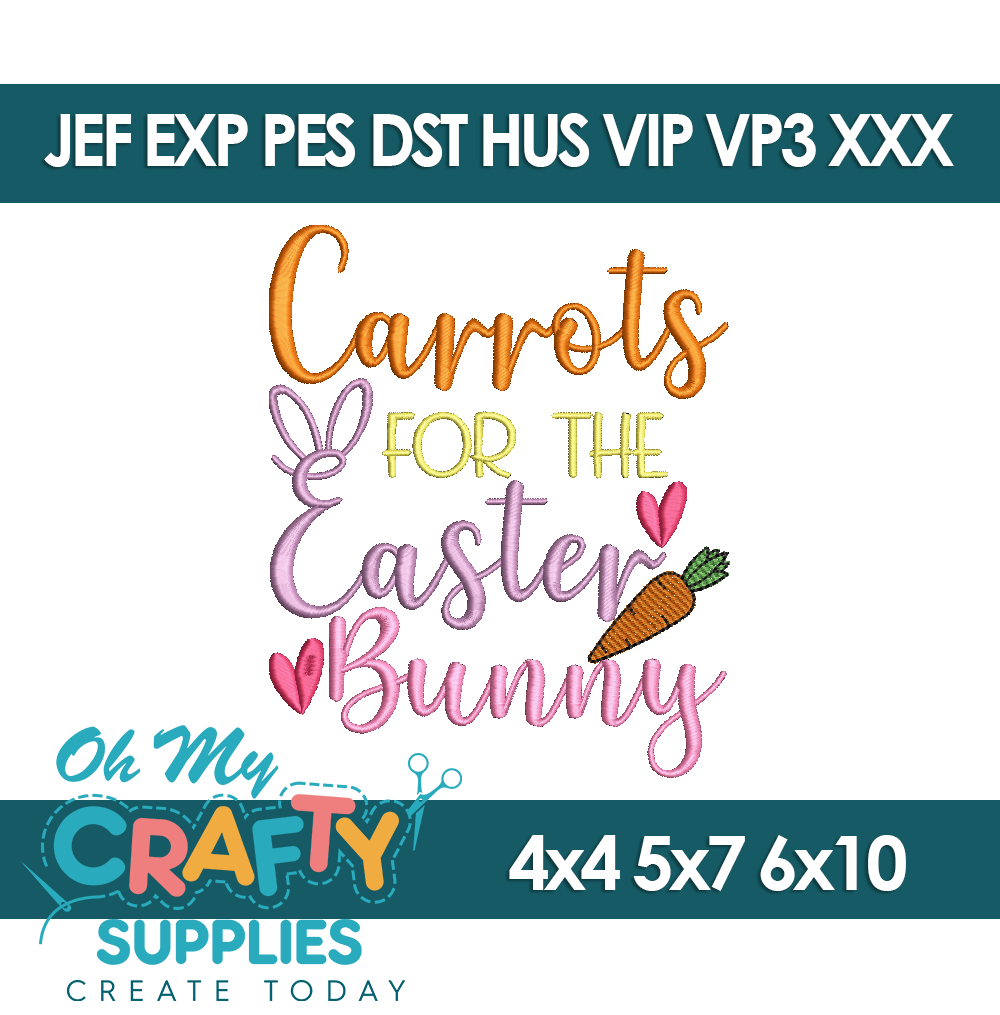 Carrots Easter Bunny Embroidery Design