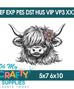 Floral Highland Sketch Embroidery Design