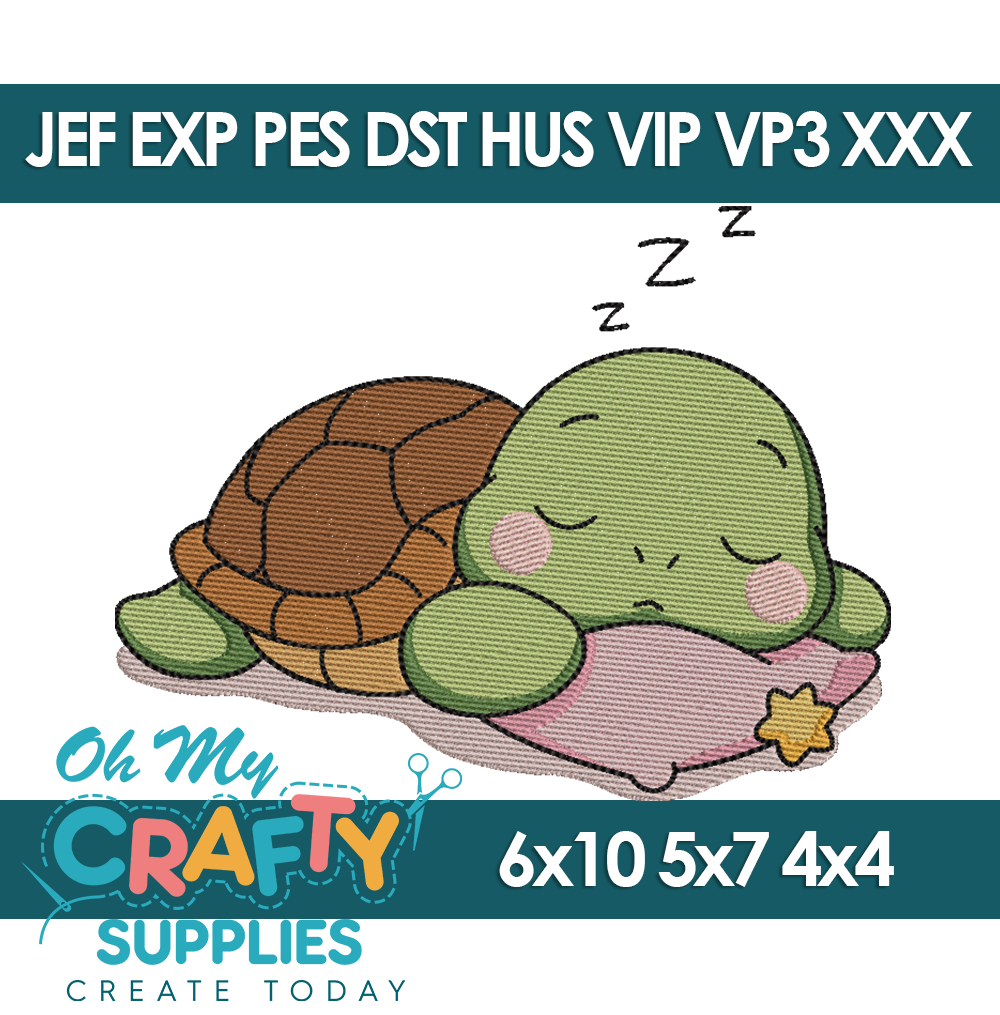 Baby Sleepy Turtle Embroidery Design