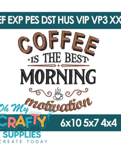 Coffee Motivation Embroidery Design